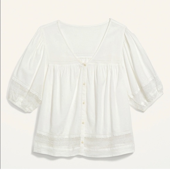 CT9933-Lace Trim Button Front Sleeveless Blouse: Red / M